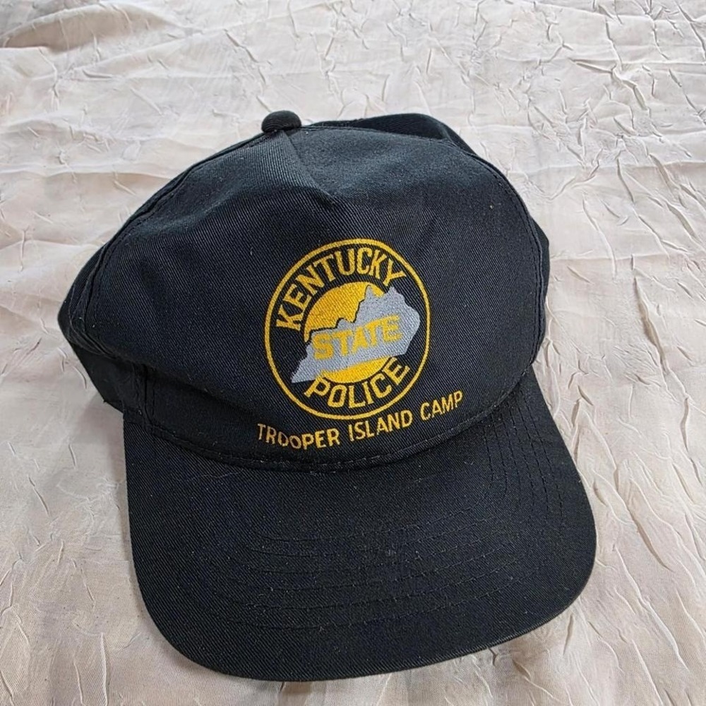 Kentucky State Police Trooper Island Camp Hat Vintage Black Snapback Trucker Cap